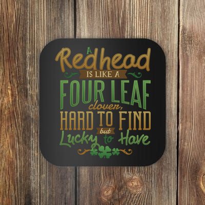 Lucky Redhead Four Leaf Clover Coaster