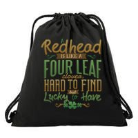 Lucky Redhead Four Leaf Clover Drawstring Bag