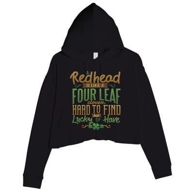 Lucky Redhead Four Leaf Clover Crop Fleece Hoodie