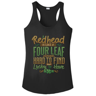 Lucky Redhead Four Leaf Clover Ladies PosiCharge Competitor Racerback Tank