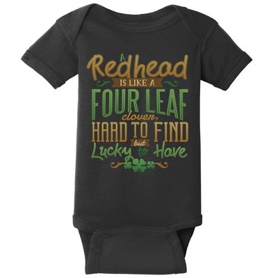 Lucky Redhead Four Leaf Clover Baby Bodysuit
