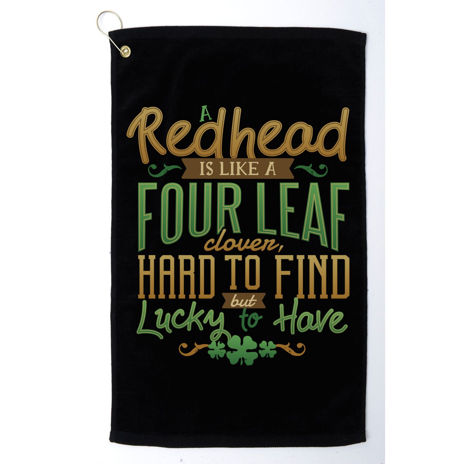 Lucky Redhead Four Leaf Clover Golf Towel