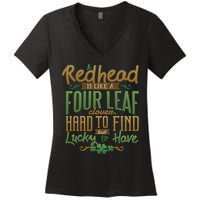 Lucky Redhead Four Leaf Clover Women's V-Neck T-Shirt