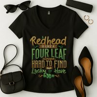 Lucky Redhead Four Leaf Clover Women's V-Neck T-Shirt