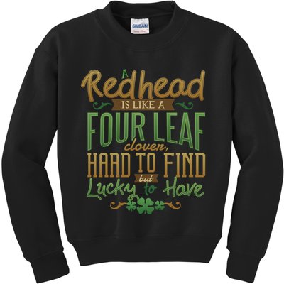 Lucky Redhead Four Leaf Clover Kids Sweatshirt