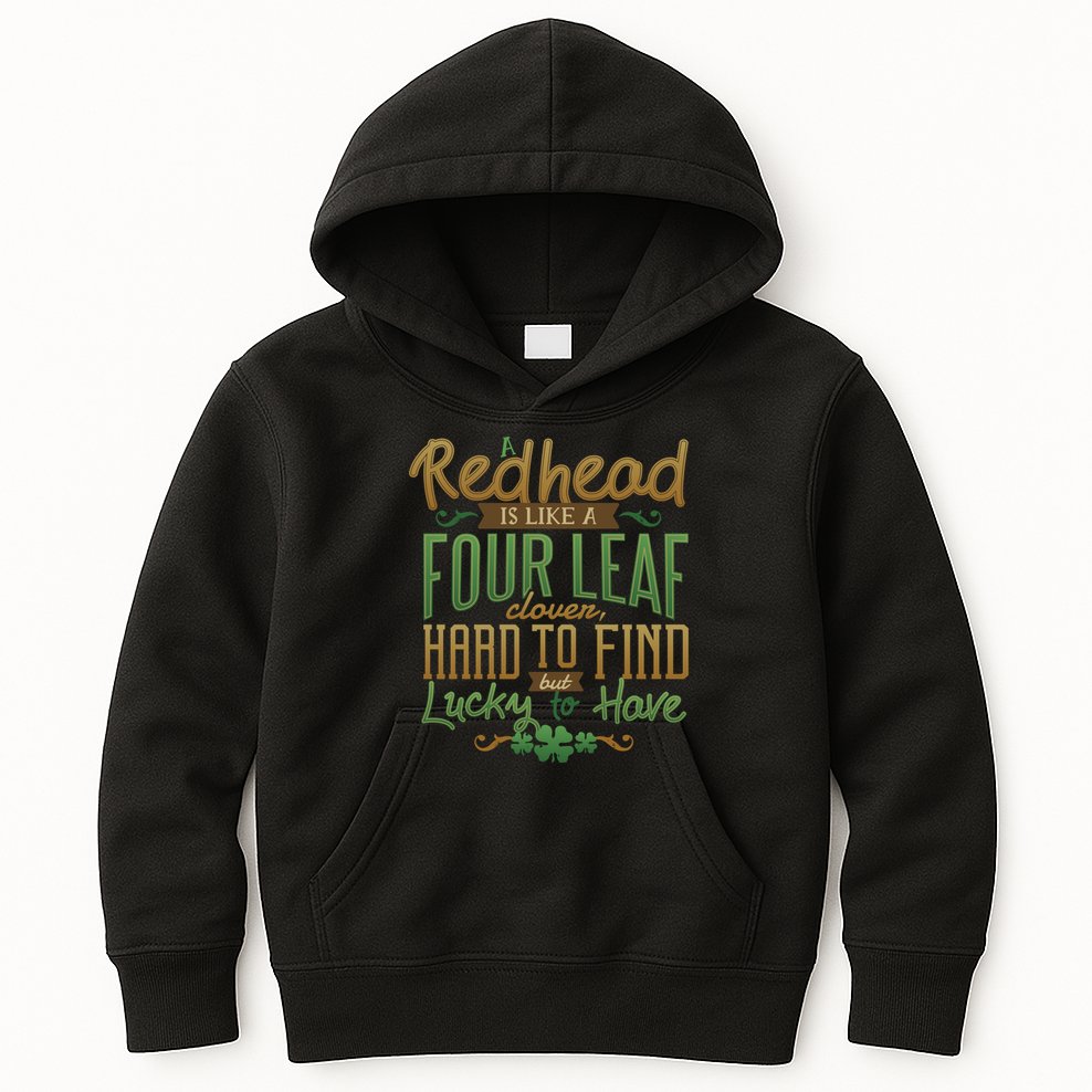 Lucky Redhead Four Leaf Clover Kids Hoodie