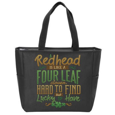 Lucky Redhead Four Leaf Clover Zip Tote Bag