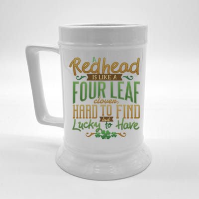 Lucky Redhead Four Leaf Clover Beer Stein