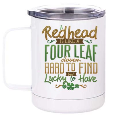 Lucky Redhead Four Leaf Clover 12 oz Stainless Steel Tumbler Cup