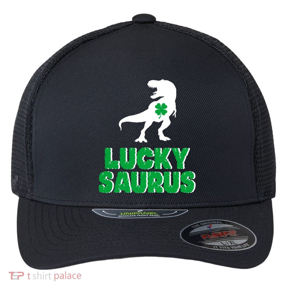Lucky Saurus Dinosaur  Flexfit Unipanel Trucker Cap