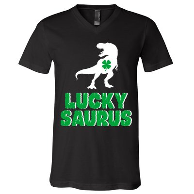 Lucky Saurus Dinosaur  V-Neck T-Shirt