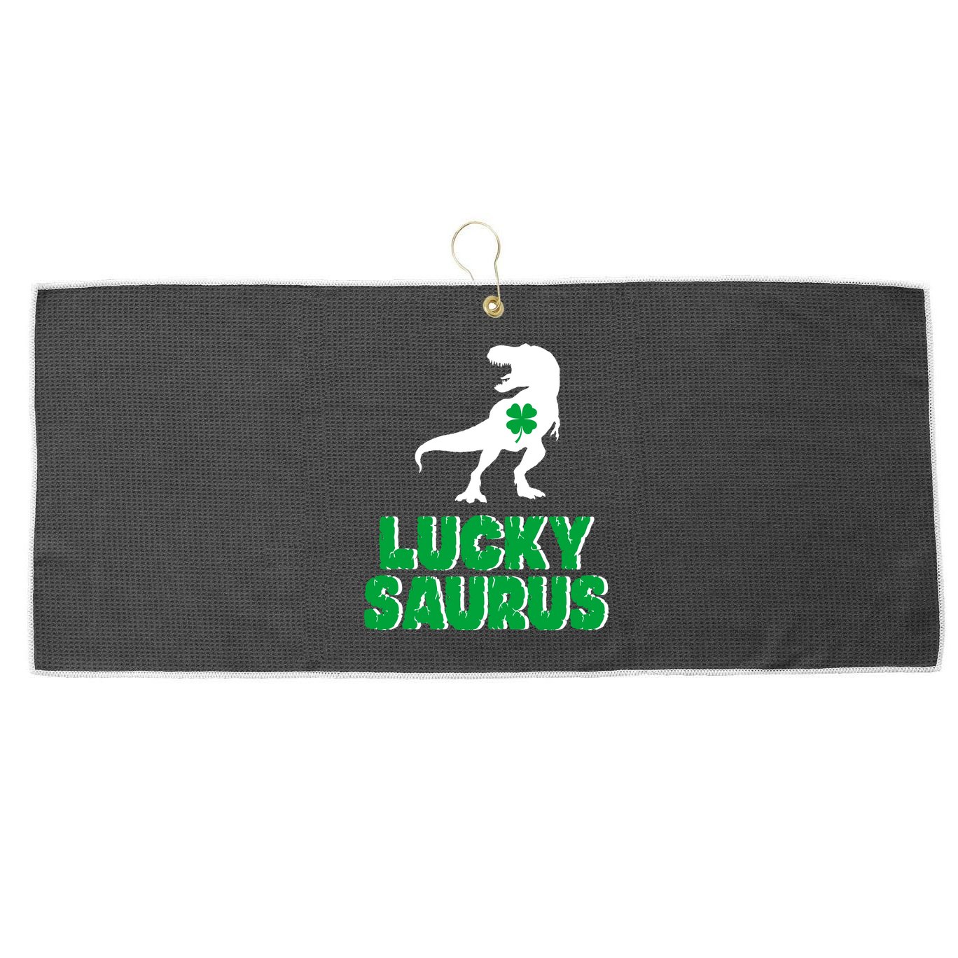 Lucky Saurus Dinosaur  Large Microfiber Waffle Golf Towel