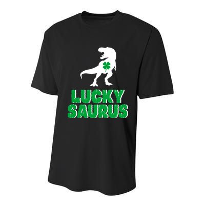 Lucky Saurus Dinosaur  Youth Performance Sprint T-Shirt