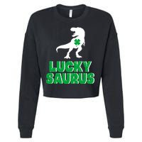 Lucky Saurus Dinosaur  Cropped Pullover Crew