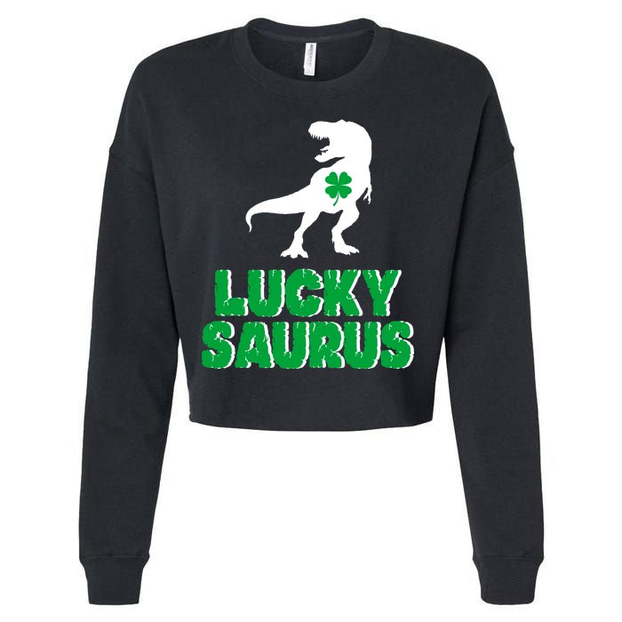 Lucky Saurus Dinosaur  Cropped Pullover Crew