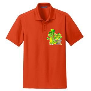 Lucky-Saurus St Patrick's Day Dry Zone Grid Polo