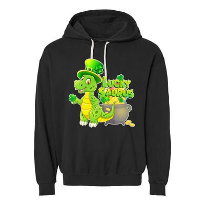 Lucky-Saurus St Patrick's Day Garment-Dyed Fleece Hoodie
