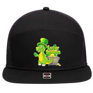 Lucky-Saurus St Patrick's Day 7 Panel Mesh Trucker Snapback Hat