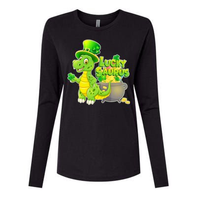 Lucky-Saurus St Patrick's Day Womens Cotton Relaxed Long Sleeve T-Shirt