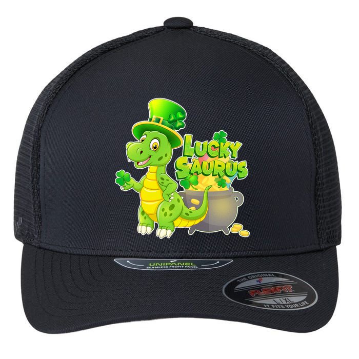 Lucky-Saurus St Patrick's Day Flexfit Unipanel Trucker Cap