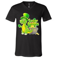 Lucky-Saurus St Patrick's Day V-Neck T-Shirt