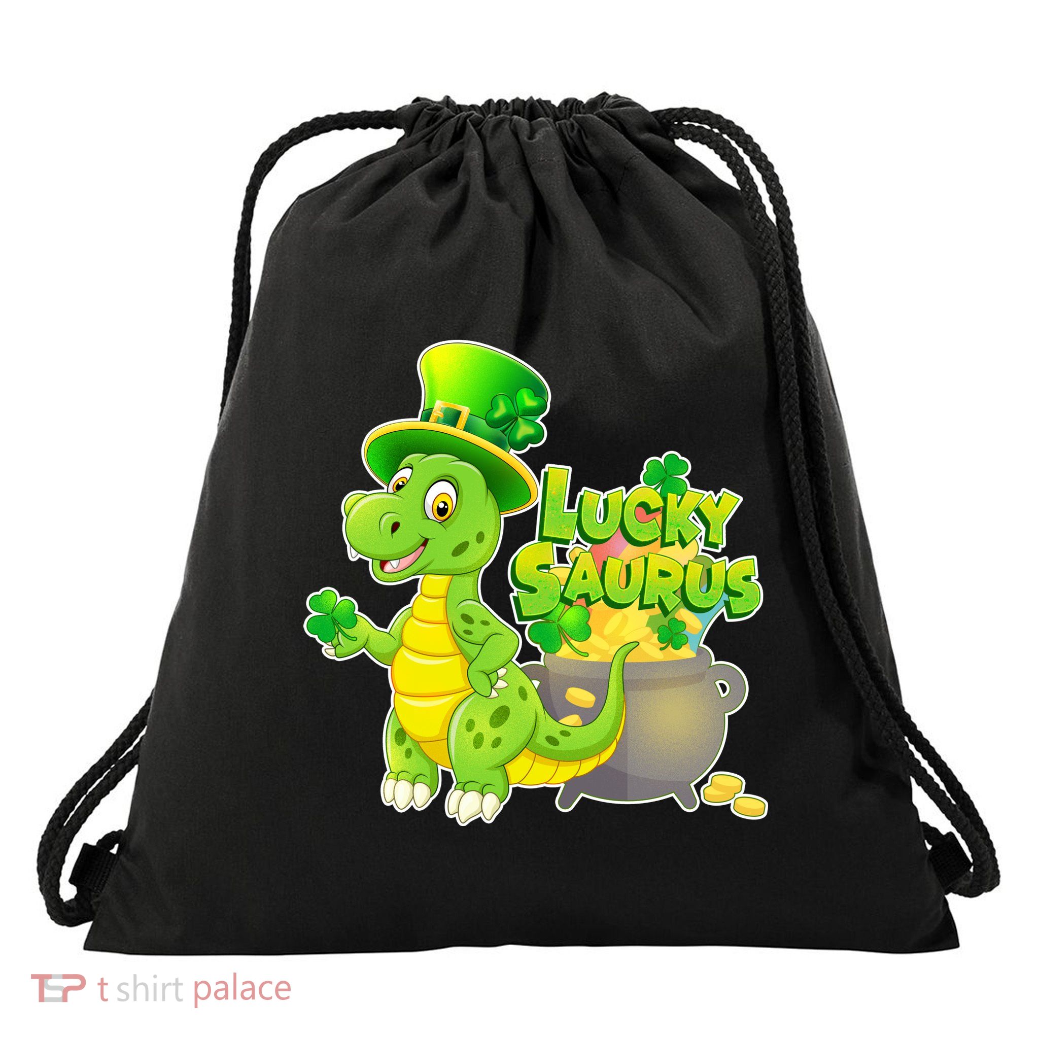Lucky-Saurus St Patrick's Day Drawstring Bag