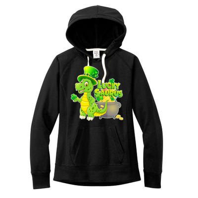 Lucky-Saurus St Patrick's Day Women's Fleece Hoodie