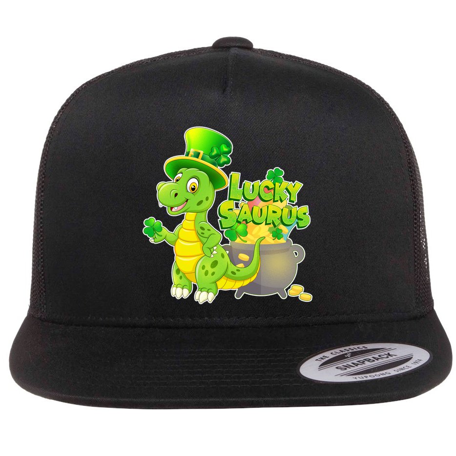 Lucky-Saurus St Patrick's Day Flat Bill Trucker Hat
