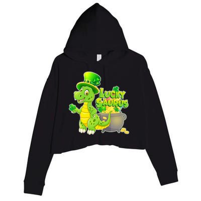 Lucky-Saurus St Patrick's Day Crop Fleece Hoodie