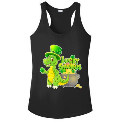 Lucky-Saurus St Patrick's Day Ladies PosiCharge Competitor Racerback Tank