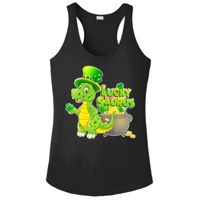 Lucky-Saurus St Patrick's Day Ladies PosiCharge Competitor Racerback Tank