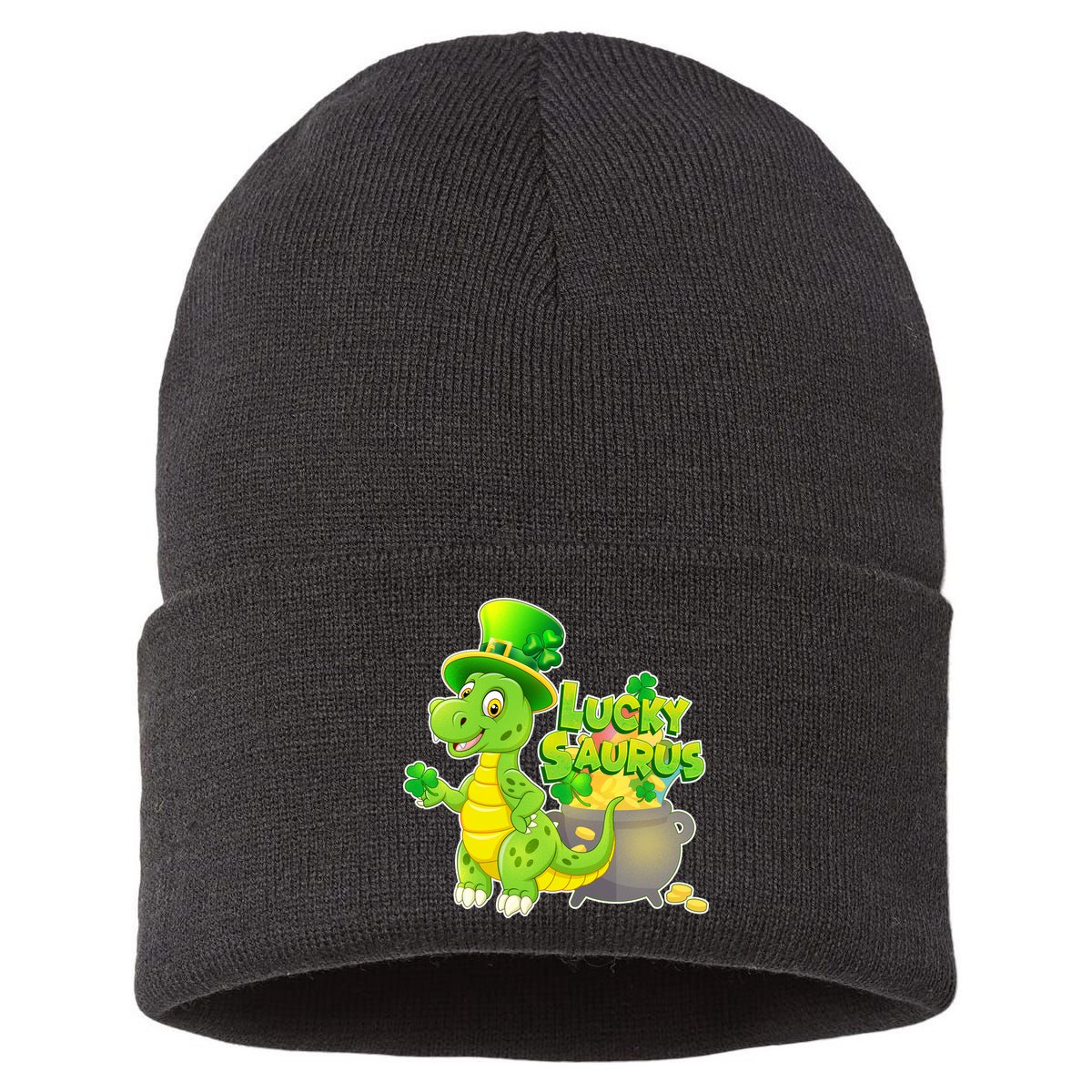 Lucky-Saurus St Patrick's Day Sustainable Knit Beanie