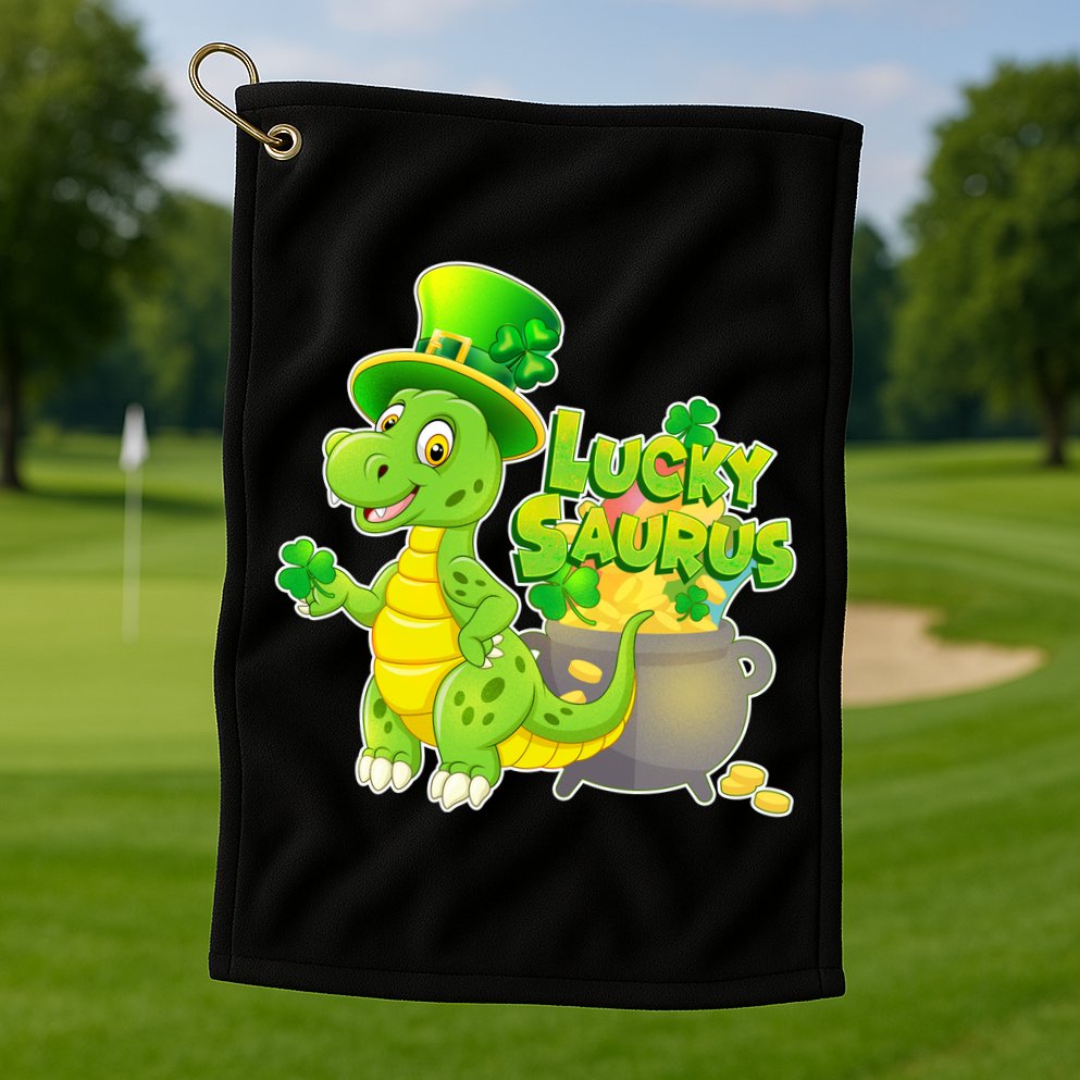 Lucky-Saurus St Patrick's Day Golf Towel