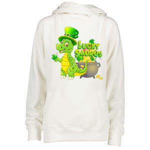 Lucky-Saurus St Patrick's Day Womens Funnel Neck Pullover Hood