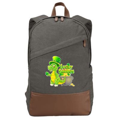 Lucky-Saurus St Patrick's Day Cotton Canvas Backpack