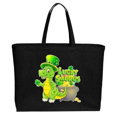 Lucky-Saurus St Patrick's Day Cotton Canvas Jumbo Tote