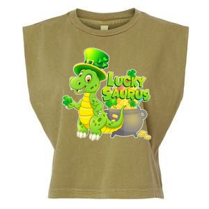 Lucky-Saurus St Patrick's Day Garment-Dyed Women's Muscle Tee