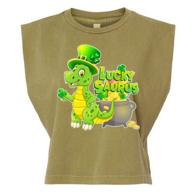 Lucky-Saurus St Patrick's Day Garment-Dyed Women's Muscle Tee