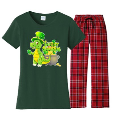 Lucky-Saurus St Patrick's Day Women's Flannel Pajama Set