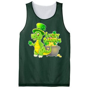 Lucky-Saurus St Patrick's Day Mesh Reversible Basketball Jersey Tank