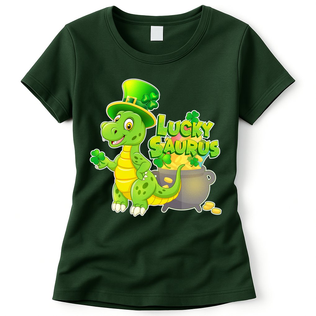 Lucky-Saurus St Patrick's Day Womens T-Shirt