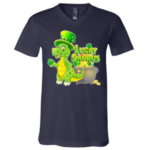 Lucky-Saurus St Patrick's Day V-Neck T-Shirt