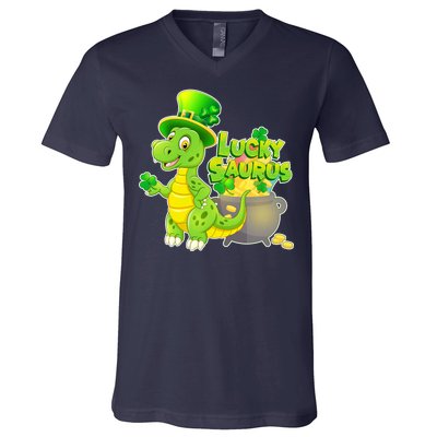 Lucky-Saurus St Patrick's Day V-Neck T-Shirt