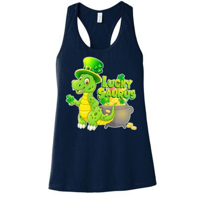 Lucky-Saurus St Patrick's Day Women's Racerback Tank