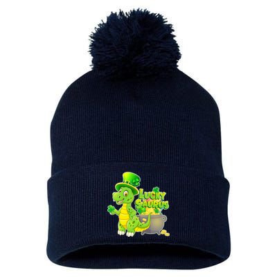 Lucky-Saurus St Patrick's Day Pom Pom 12in Knit Beanie