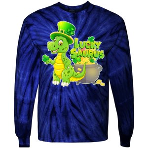 Lucky-Saurus St Patrick's Day Tie-Dye Long Sleeve Shirt