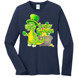 Lucky-Saurus St Patrick's Day Ladies Long Sleeve Shirt