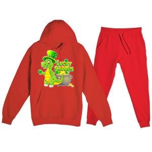 Lucky-Saurus St Patrick's Day Premium Hooded Sweatsuit Set