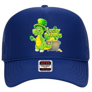 Lucky-Saurus St Patrick's Day High Crown Mesh Back Trucker Hat