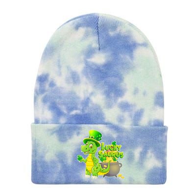 Lucky-Saurus St Patrick's Day Tie Dye 12in Knit Beanie